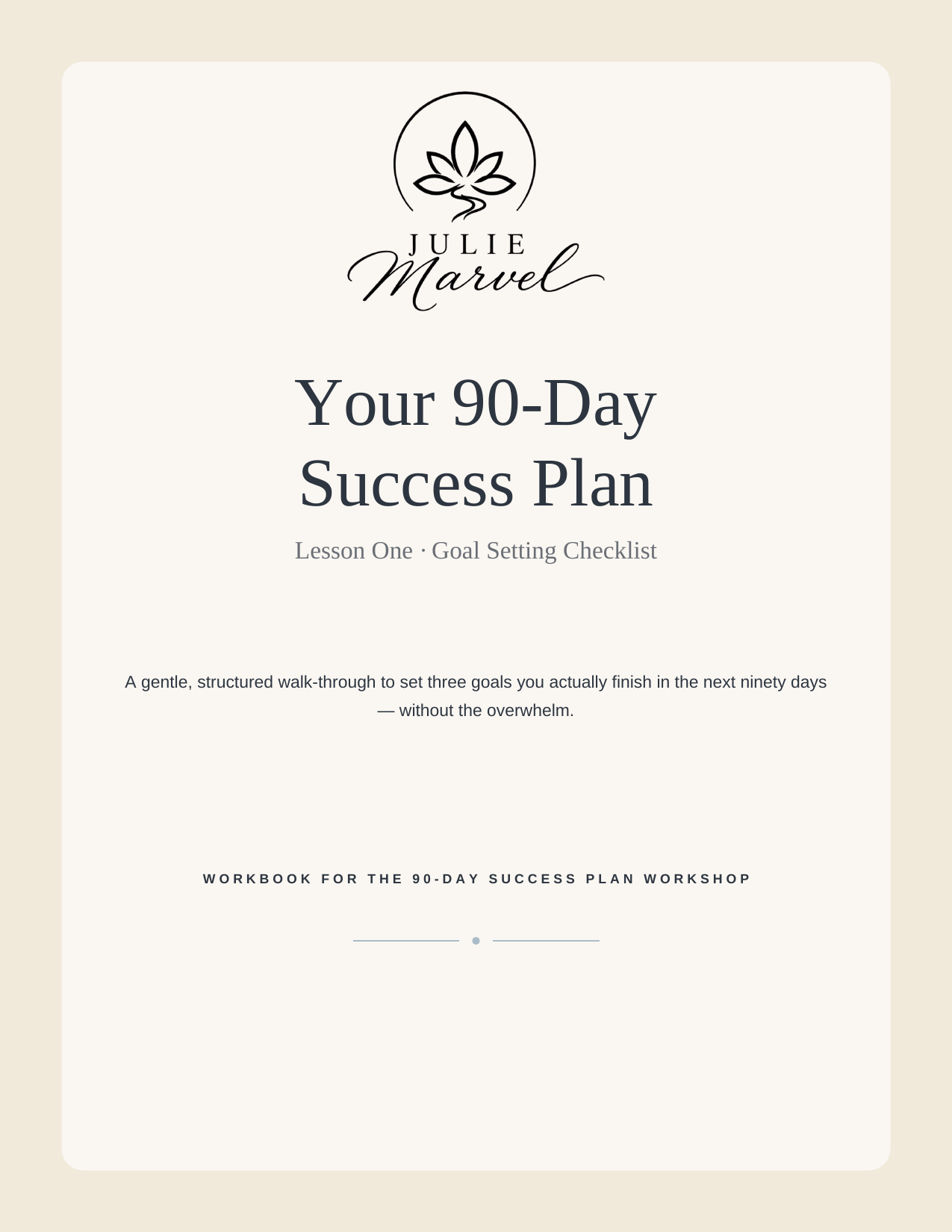 Cover of the Julie Marvel 90-Day Success Plan Workbook